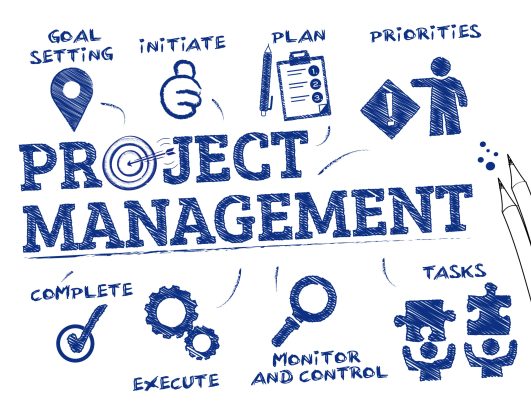 Project,Management.,Chart,With,Keywords,And,Icons